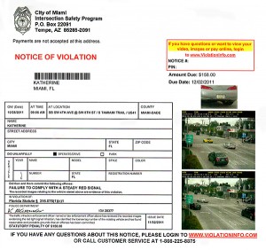 red light camera ticket