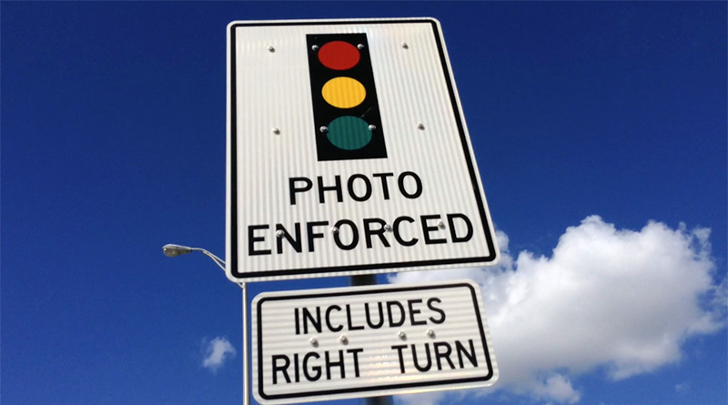 red light camera sign